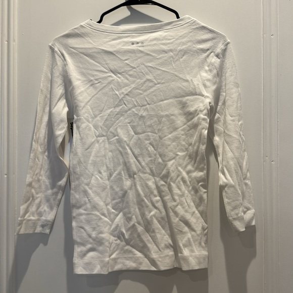 Three Dots White Long Sleeve V-Neck Top - Picture 4 of 4